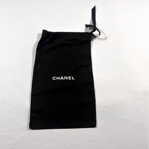 Chanel Dust Bag 13 x 7 in Black Ribbon Drawstring Cotton Shoe Jewelry Storage